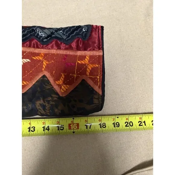 La Coleccion Judith Roberts Jacket Womens Medium Red Black Patchwork Beaded Boho - Picture 13 of 15